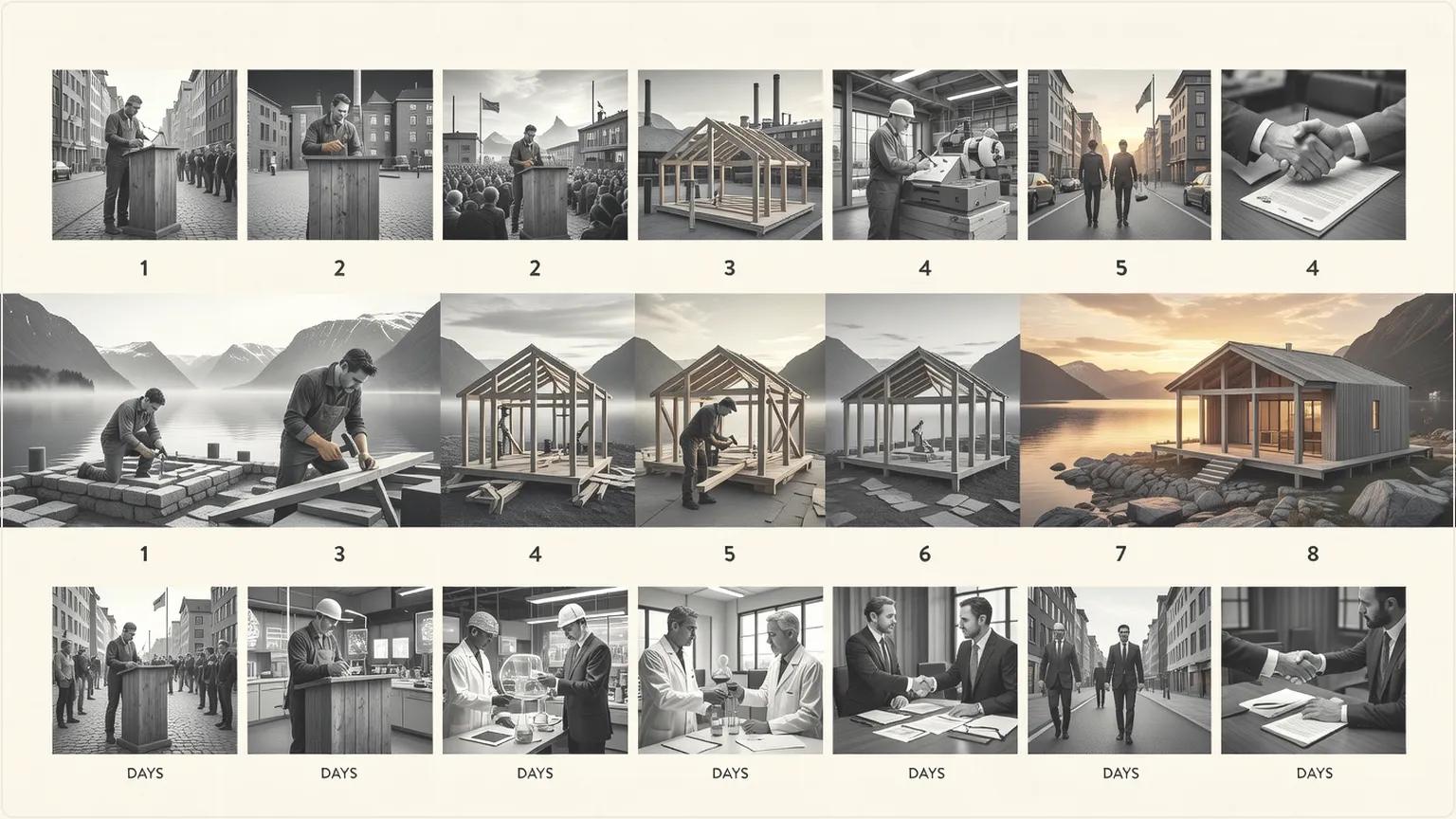 Builder's 8-day self-build timeline in Nordic landscape