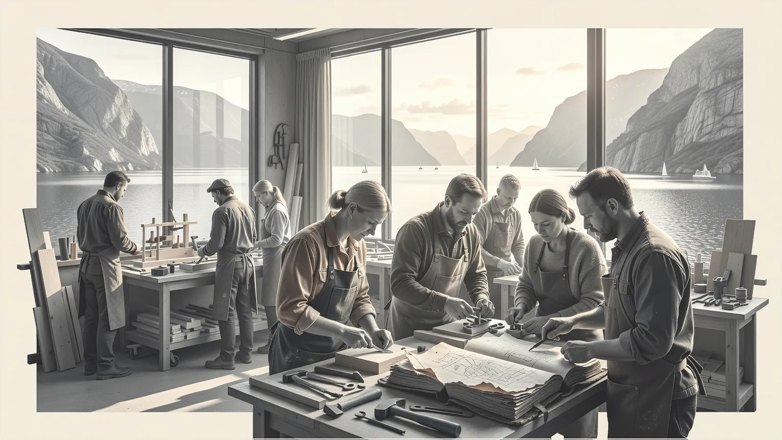 Byggare i en mysig nordisk verkstad som delar produktionsinsikter över prototyper