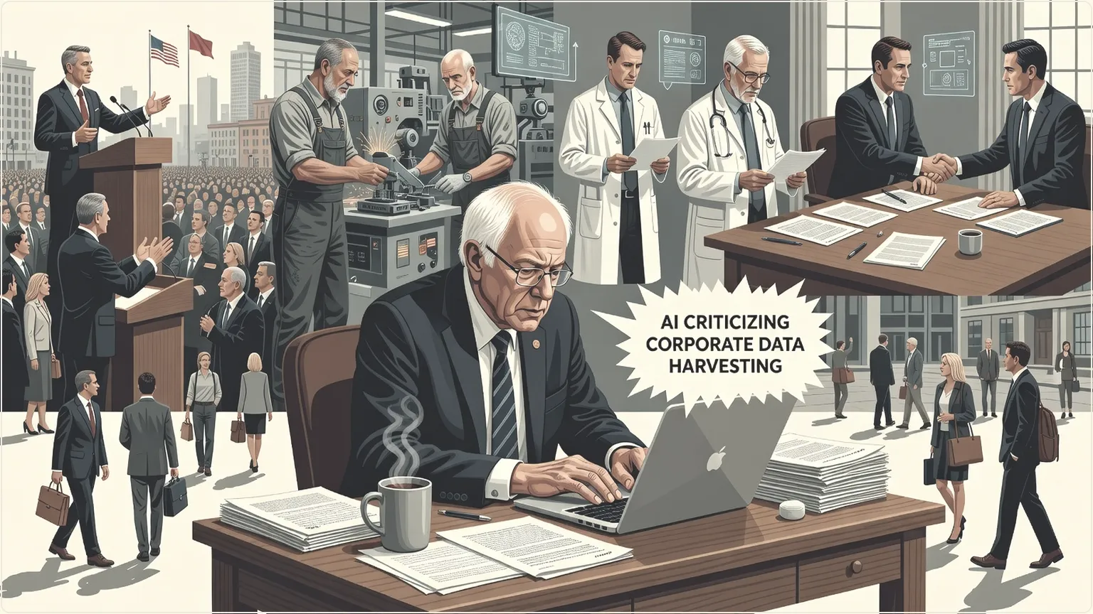 Bernie Sanders som promptar AI-chatbot att fördöma datainsamlingspraxis