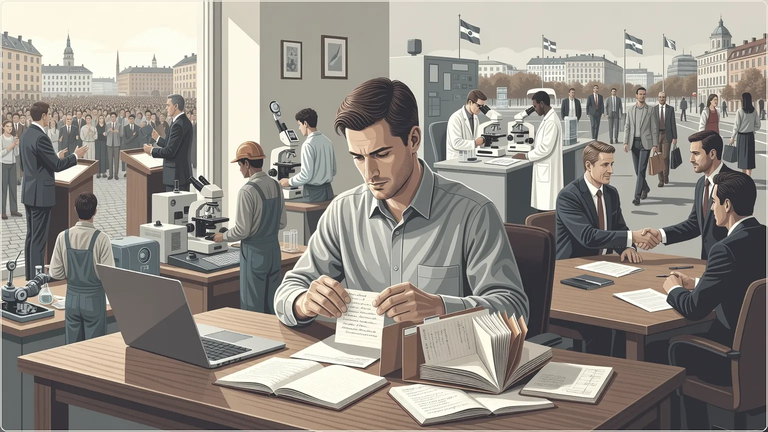 Andrej Karpathy organizing personal idea files at a cluttered desk