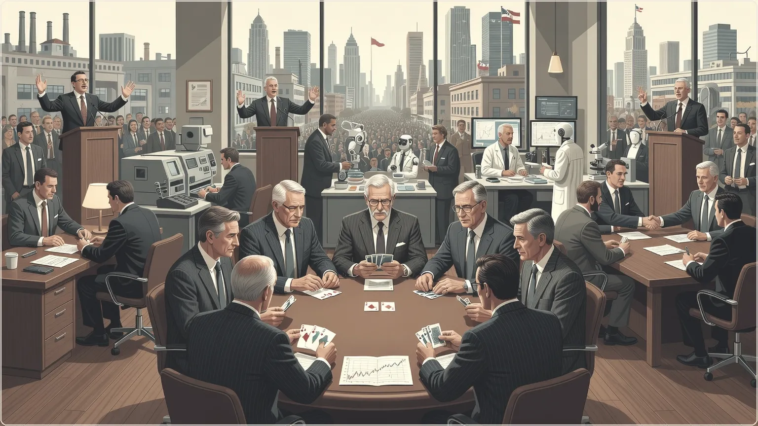 Researchers playing poker amid Wall Street traders