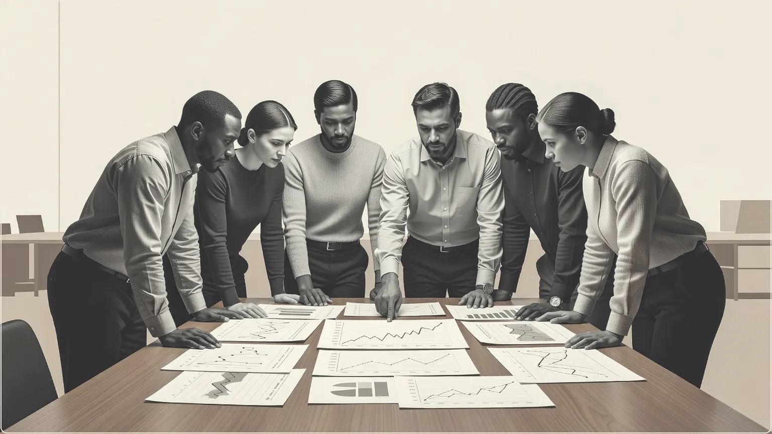 Microsoft engineers reviewing performance charts around a conference table